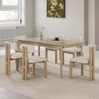 Ensemble de salle à manger en bois 7 pièces – Table extensible avec 6 chaises rembourrées