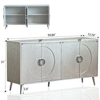 Meuble de Rangement à 4 Portes Champagne avec Pieds en Métal