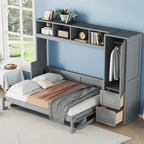 Lit escamotable intelligent double/queen avec armoire et rangement, système peu encombrant
