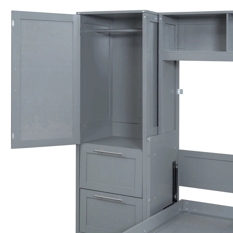 Lit escamotable intelligent double/queen avec armoire et rangement, système peu encombrant