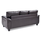 Canapé touffeté en simili cuir marron avec accoudoirs évasés