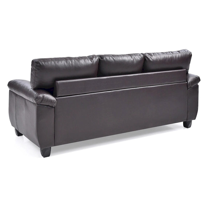 Canapé touffeté en simili cuir marron avec accoudoirs évasés