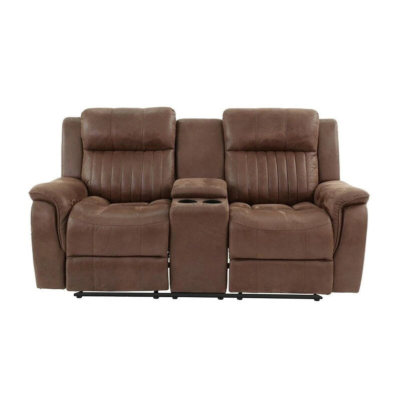 Causeuse manuelle contemporaine avec console 1 place Canapé Meuble de salon Similicuir respirant Café foncé