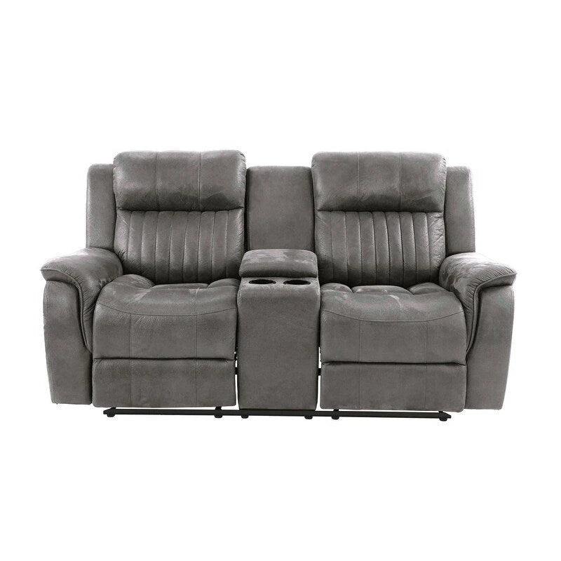 Causeuse manuelle contemporaine avec console 1 place Canapé Meuble de salon Similicuir respirant Café foncé