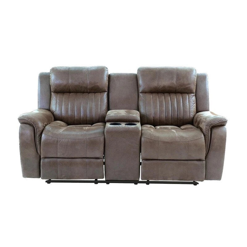 Causeuse manuelle contemporaine avec console 1 place Canapé Meuble de salon Similicuir respirant Café foncé