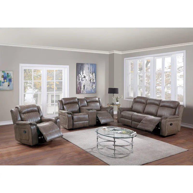 Causeuse manuelle contemporaine avec console 1 place Canapé Meuble de salon Similicuir respirant Café foncé