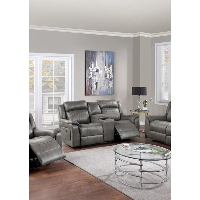 Causeuse manuelle contemporaine avec console 1 place Canapé Meuble de salon Similicuir respirant Café foncé