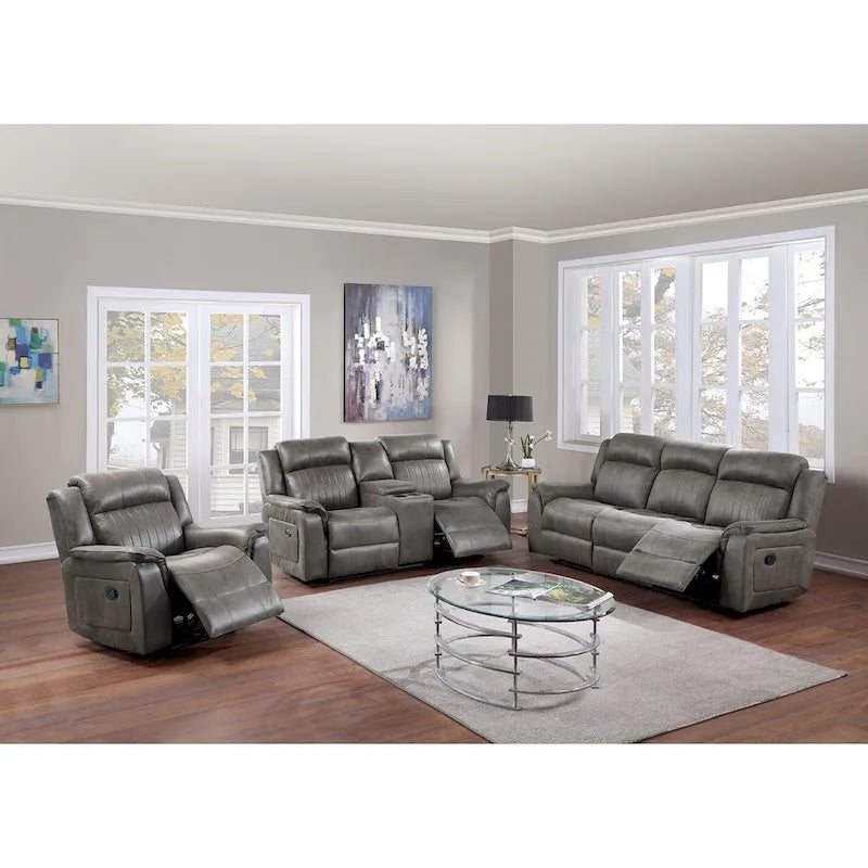 Causeuse manuelle contemporaine avec console 1 place Canapé Meuble de salon Similicuir respirant Café foncé