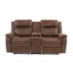 Causeuse manuelle contemporaine avec console 1 place Canapé Meuble de salon Similicuir respirant Café foncé