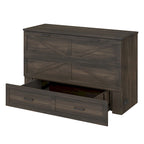 Lit escamotable pliant en bois avec grand tiroir de rangement sous le lit et prises électriques et ports USB latéraux