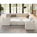 Canapé d'angle modulable en U, grand canapé 9 places avec 2 poufs de rangement, 2 oreillers, canapé confortable et profond moderne