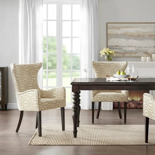 Arm Dining Chair Set of 2, Bronze Nailheads Trim Accent Chairs