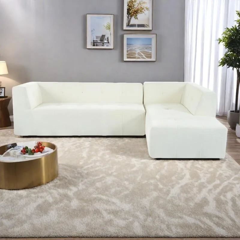 112,2 Canapé-lit modulable en forme de L en chenille avec design combinable librement et sans assemblage requis