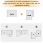 112,2 Canapé-lit modulable en forme de L en chenille avec design combinable librement et sans assemblage requis