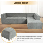 112,2 Canapé-lit modulable en forme de L en chenille avec design combinable librement et sans assemblage requis