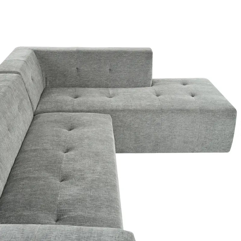 112,2 Canapé-lit modulable en forme de L en chenille avec design combinable librement et sans assemblage requis