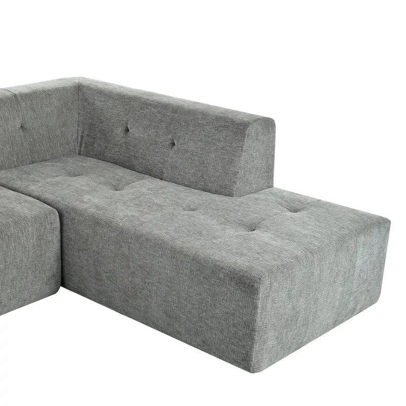 112,2 Canapé-lit modulable en forme de L en chenille avec design combinable librement et sans assemblage requis