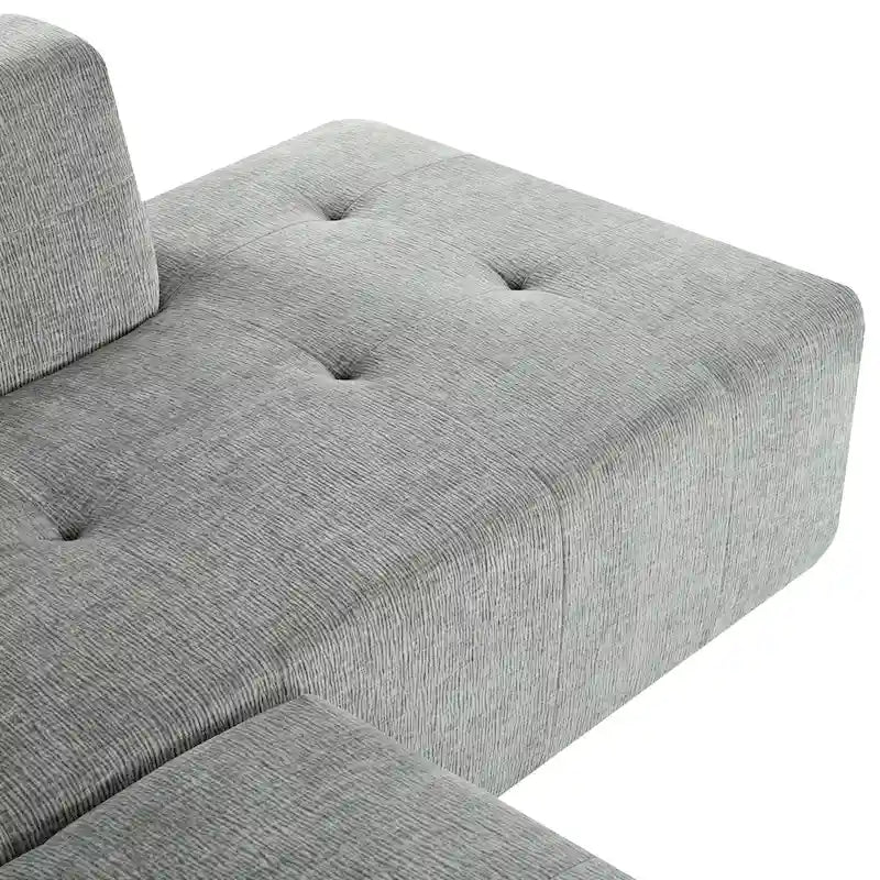 112,2 Canapé-lit modulable en forme de L en chenille avec design combinable librement et sans assemblage requis