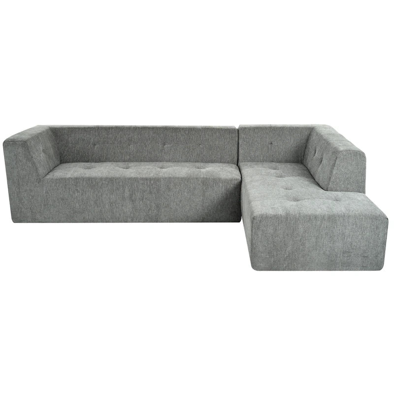 112,2 Canapé-lit modulable en forme de L en chenille avec design combinable librement et sans assemblage requis