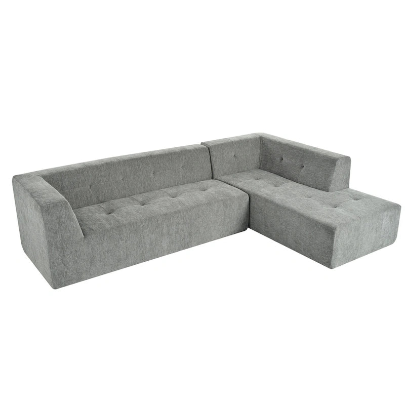 112,2 Canapé-lit modulable en forme de L en chenille avec design combinable librement et sans assemblage requis