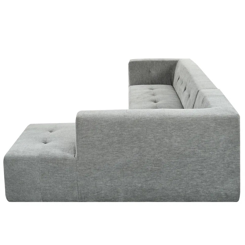 112,2 Canapé-lit modulable en forme de L en chenille avec design combinable librement et sans assemblage requis