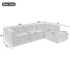 112,2 Canapé-lit modulable en forme de L en chenille avec design combinable librement et sans assemblage requis