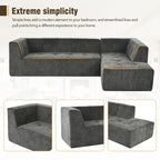112,2 Canapé-lit modulable en forme de L en chenille avec design combinable librement et sans assemblage requis