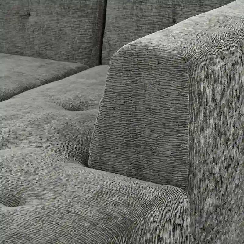 112,2 Canapé-lit modulable en forme de L en chenille avec design combinable librement et sans assemblage requis
