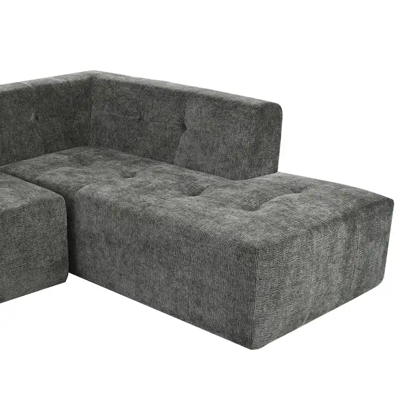 112,2 Canapé-lit modulable en forme de L en chenille avec design combinable librement et sans assemblage requis
