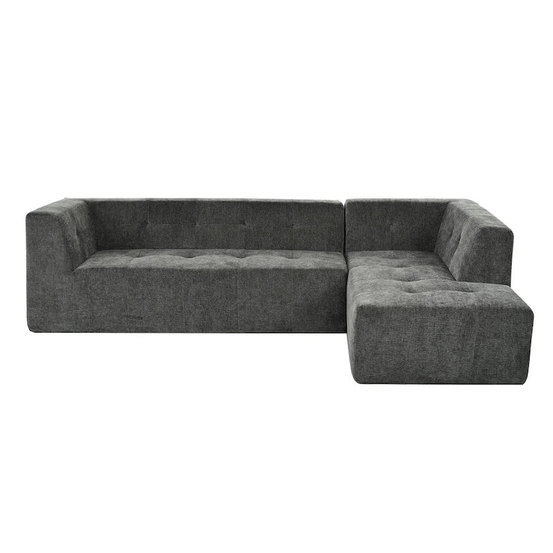 112,2 Canapé-lit modulable en forme de L en chenille avec design combinable librement et sans assemblage requis