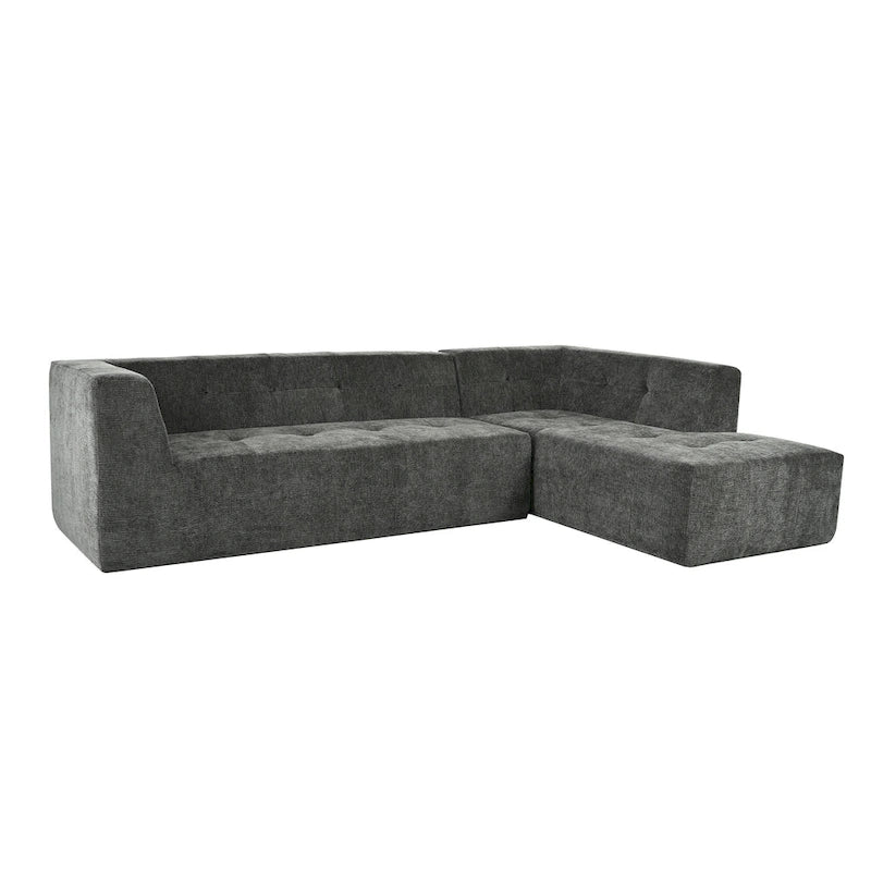 112,2 Canapé-lit modulable en forme de L en chenille avec design combinable librement et sans assemblage requis