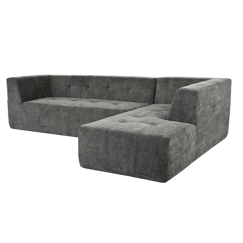 112,2 Canapé-lit modulable en forme de L en chenille avec design combinable librement et sans assemblage requis