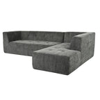 112,2 Canapé-lit modulable en forme de L en chenille avec design combinable librement et sans assemblage requis
