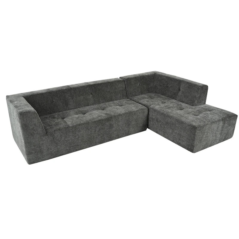 112,2 Canapé-lit modulable en forme de L en chenille avec design combinable librement et sans assemblage requis