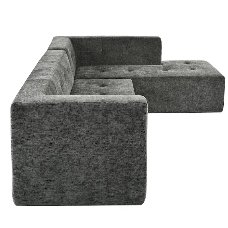 112,2 Canapé-lit modulable en forme de L en chenille avec design combinable librement et sans assemblage requis