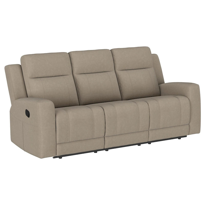 Canapé inclinable manuel Krio, 203 cm, en similicuir taupe moderne
