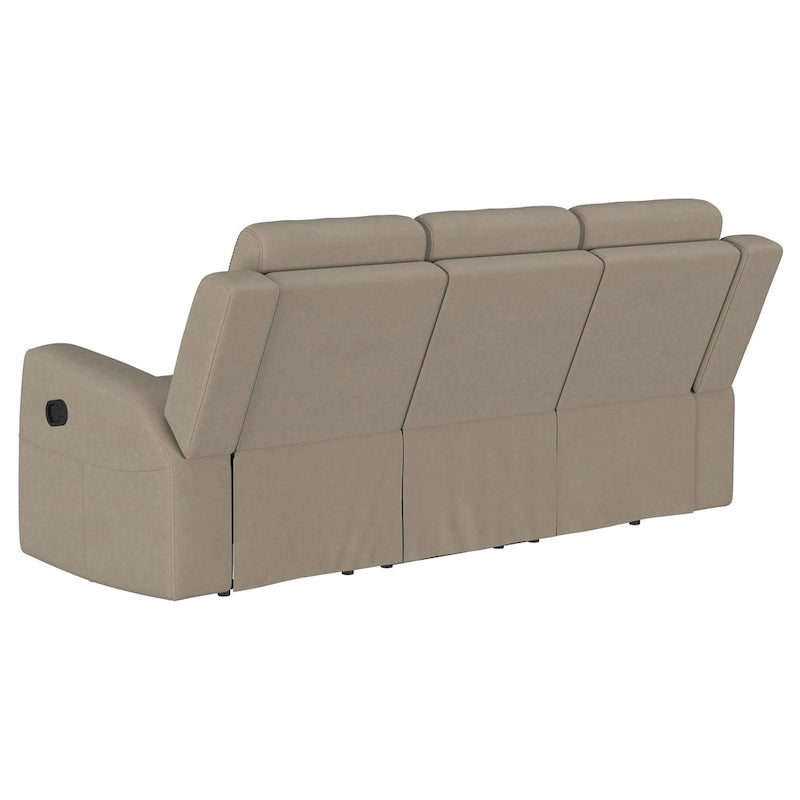 Canapé inclinable manuel Krio, 203 cm, en similicuir taupe moderne