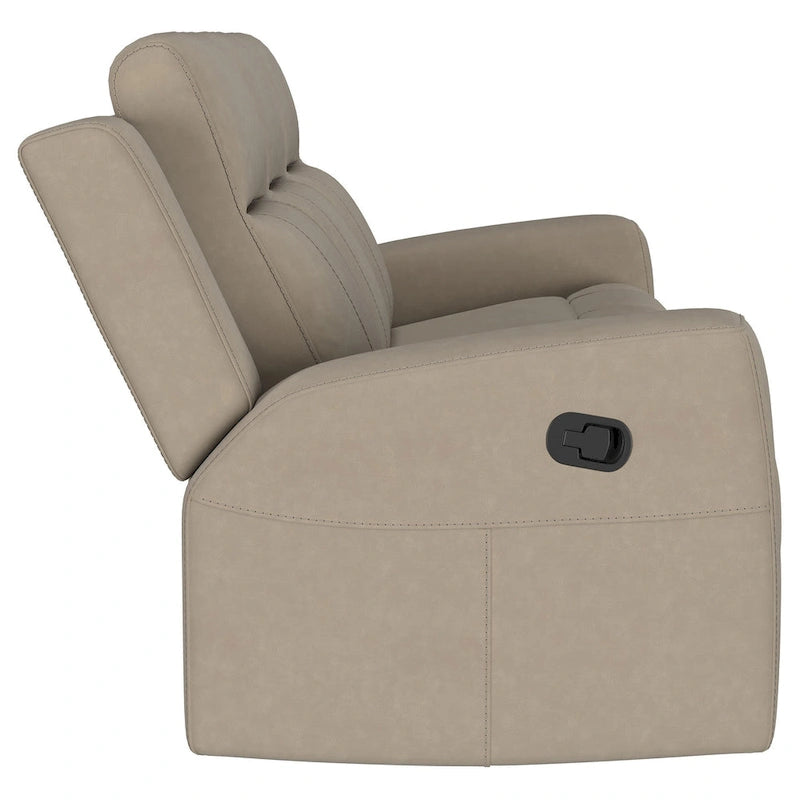 Canapé inclinable manuel Krio, 203 cm, en similicuir taupe moderne
