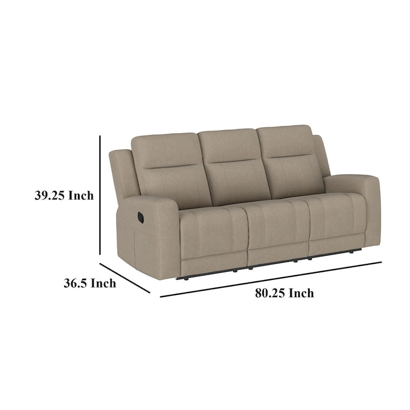 Canapé inclinable manuel Krio, 203 cm, en similicuir taupe moderne