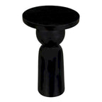 Table d'appoint ronde noire en bois de manguier avec base piédestal