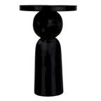 Table d'appoint ronde noire en bois de manguier avec base piédestal