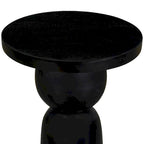 Table d'appoint ronde noire en bois de manguier avec base piédestal