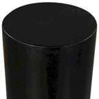 Table d'appoint ronde noire en bois de manguier avec base piédestal