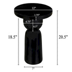 Table d'appoint ronde noire en bois de manguier avec base piédestal