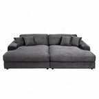 Canapé-lit sectionnel Liny 2 places, 4 coussins décoratifs, velours gris foncé