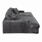 Canapé-lit sectionnel Liny 2 places, 4 coussins décoratifs, velours gris foncé