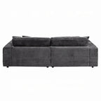 Canapé-lit sectionnel Liny 2 places, 4 coussins décoratifs, velours gris foncé