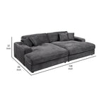 Canapé-lit sectionnel Liny 2 places, 4 coussins décoratifs, velours gris foncé