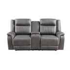 Causeuse inclinable manuelle double Viann, console porte-gobelet, gris 76 pouces