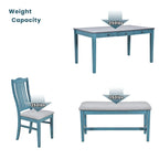 Ensemble de salle à manger 6 personnes, ensemble de salle à manger 6 pièces en bois avec tiroir de rangement, 4 chaises de salle à manger rembourrées et un banc